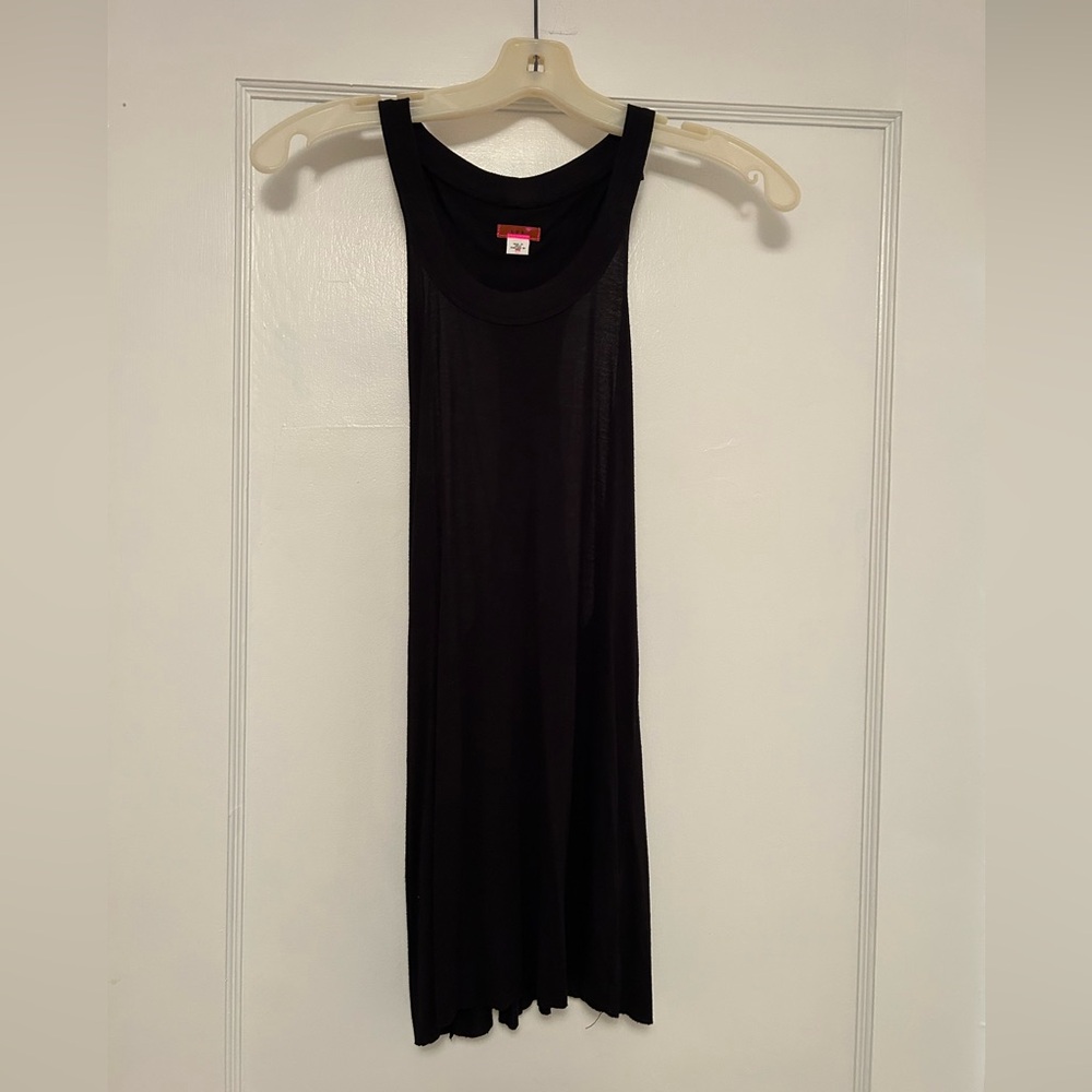 Lux Tank Top in Black with Beaded Details on Back; size S